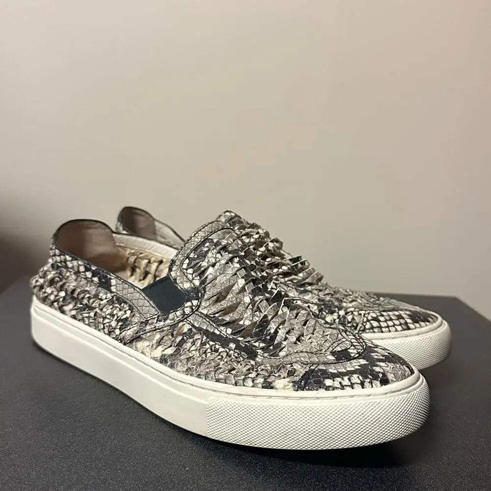 Tory Burch Huarache Weave Snakeskin Leather Slip On Sneaker Women's Size 9